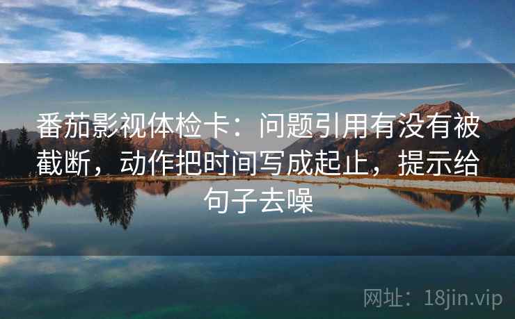 番茄影视体检卡:问题引用有没有被截断,动作把时间写成起止,提示给句子去噪