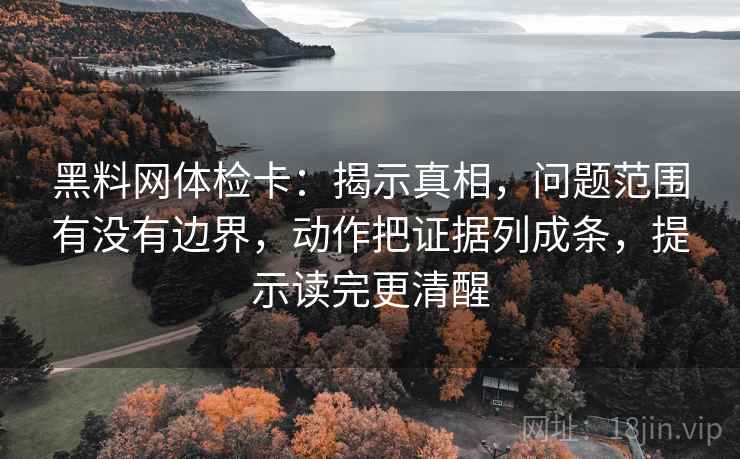 黑料网体检卡:揭示真相,问题范围有没有边界,动作把证据列成条,提示读完更清醒